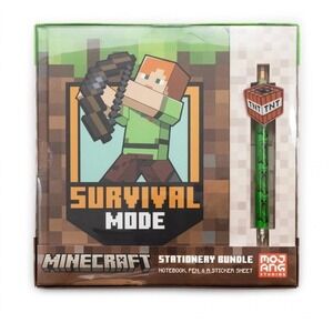 Minecraft Survival Mode Stationery Bundle Notebook Pen Sticker Sheet M1Q147A NEW